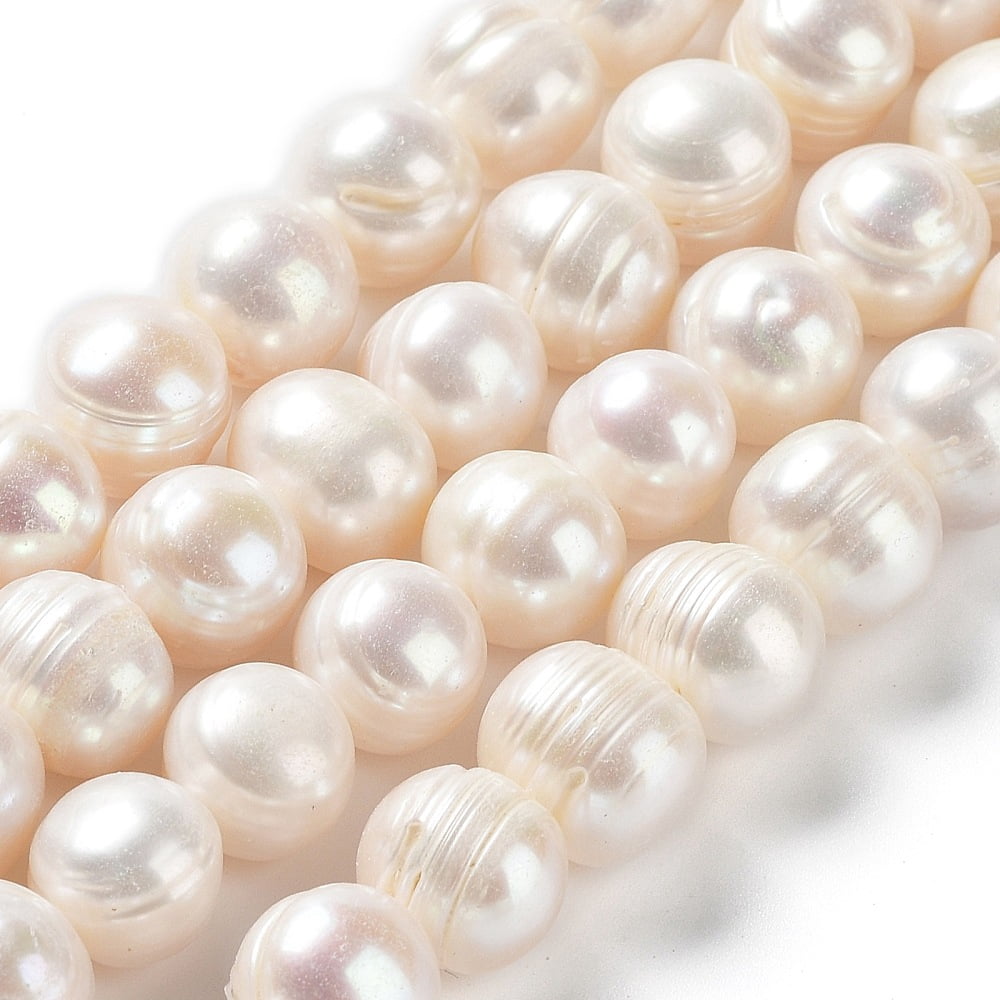 1 Strand Natural Cultured Freshwater Pearl Beads Strands Potato Grade A White 8.5~12x9.5~11mm Hole: 0.5mm about 35pcs/strand 13.86''(35.2cm)