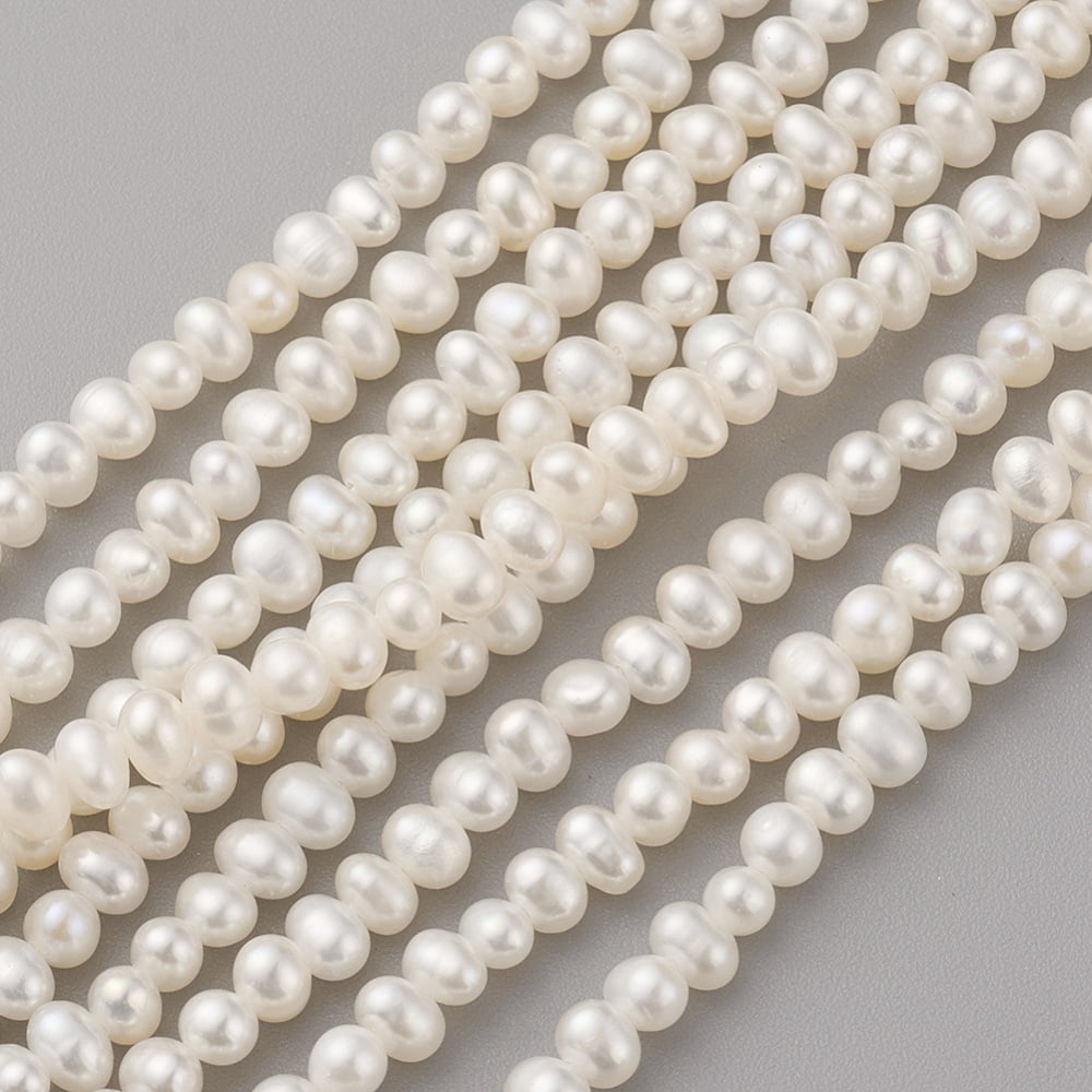 1 Strand Natural Cultured Freshwater Pearl Beads Strands Potato Seashell Color 4x3~3.5mm Hole: 0.5mm about 99pcs/strand 14.17 inch(36cm)DIY