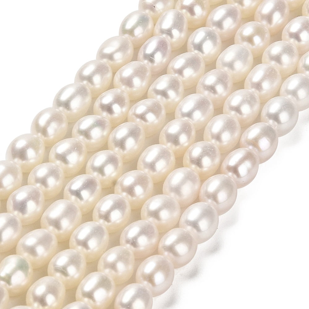 1 Strand Natural Cultured Freshwater Pearl Beads Strands Rice Grade 5A Floral White 5~5.5x4.5~5mm Hole: 0.7mm about 60~61pcs/strand