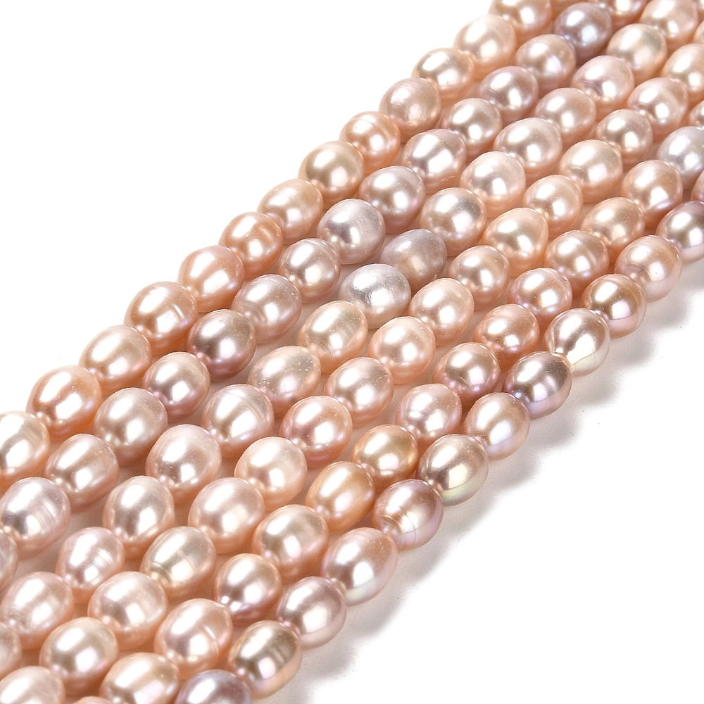1 Strand Natural Cultured Freshwater Pearl Beads Strands Rice Grade AA 8~9x6.5~7mm Hole: 0.7mm about 43~44pcs/strand 14.17~14.37''(36~36.5cm)