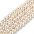 thumbnail image 1 of 1 Strand Natural Cultured Freshwater Pearl Beads Strands Round Bisque 8~10.5mm Hole: 0.7mm about 42pcs/strand 14.17 inch(36cm), 1 of 3
