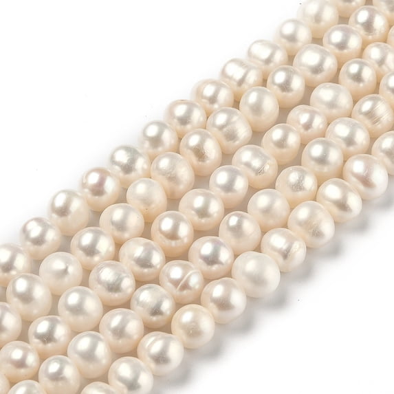 1 Strand Natural Cultured Freshwater Pearl Beads Strands Round Bisque 8~10.5mm Hole: 0.7mm about 42pcs/strand 14.17 inch(36cm)