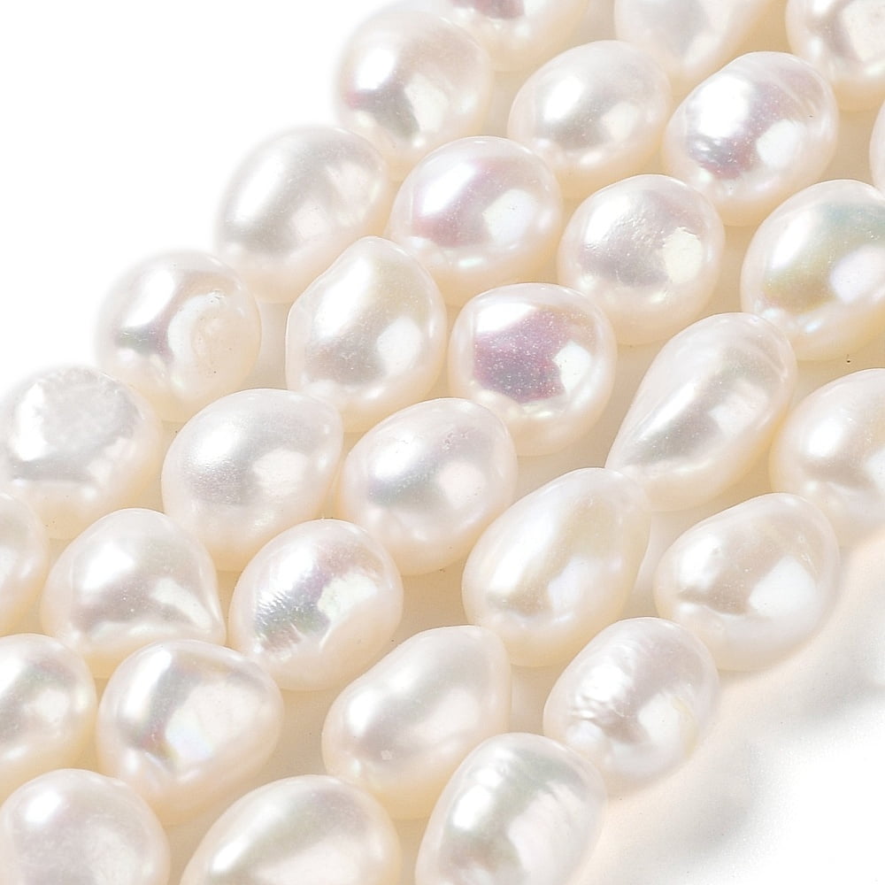 1 Strand Natural Cultured Freshwater Pearl Beads Strands Two Side Polished Grade 5A Seashell Color 9~10x8~9x7~8mm Hole: 0.6mm about