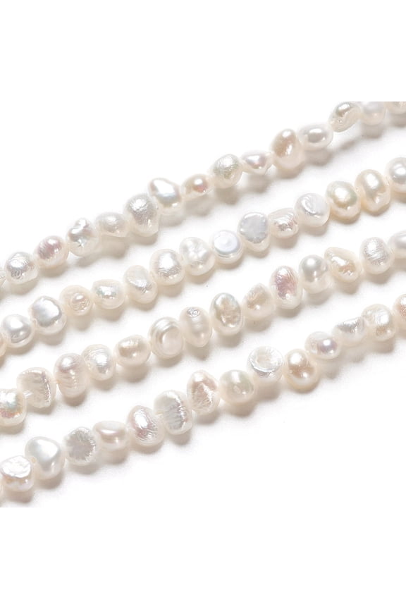 1 Strand Natural Cultured Freshwater Pearl Beads Strands Two Sides Polished Nuggets Antique White 3.5~4.5x2.5~3x3~3.5mm Hole: 0.5mm about 48pcs/strand 6.61 inch(16.8cm)