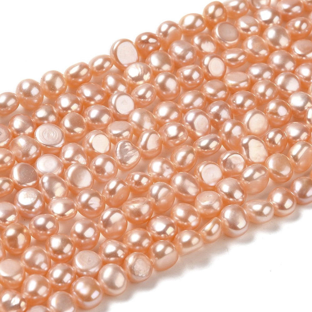1 Strand Natural Cultured Freshwater Pearl Beads Strands Two Sides Polished Sandy Brown 5.5~6x6x4~4.5mm Hole: 0.6mm about 61pcs/strand
