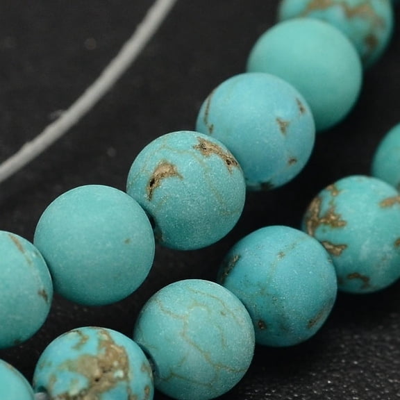 1 Strand Natural Howlite Beads Strands Frosted Dyed Heated Round Turquoise 6mm Hole: 1mm Mixed Color