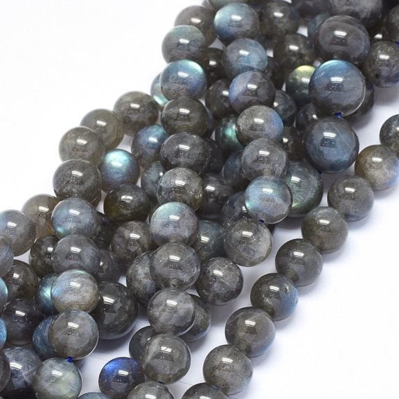 1 Strand Natural Labradorite Beads Strands Grade A Round 10mm Hole: 0.8mm 40~41pcs/strand 15.3~16.3 inch(39~41.5cm)