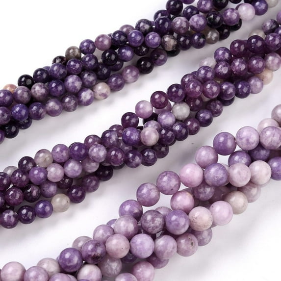 1 Strand Natural Lepidolite/Purple Mica Stone Beads Strands Round 4.5~5mm Hole: 0.5mm 86pcs/Strand 15.35 inch(39cm)