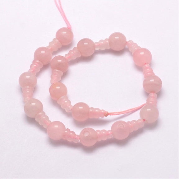 1 Strand Natural Rose Quartz 3-Hole Guru Bead Strands T-Drilled Beads for Jewelry MakingDIY