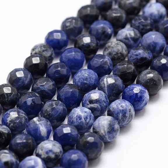 1 Strand Natural Sodalite Beads Strands Grade A Faceted Round 6mm Hole: 1mm 61pcs/strand 14.9 inch~15.1 inch