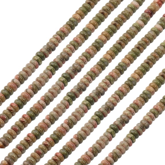 1 Strand Natural Unakite Beads Strands Rondelle 4.5x2.5mm Hole: 0.8mm about 158pcs/strand 15.55 inch(39.5cm)
