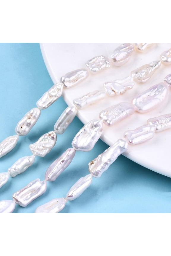 1 Strand Nuggets Natural Baroque Pearl Keshi Pearl Beads Strands Cultured Freshwater Pearl Antique White 13~28x6~12mm Hole: 0.8mm 18~23pcs/strand 14.76 inch