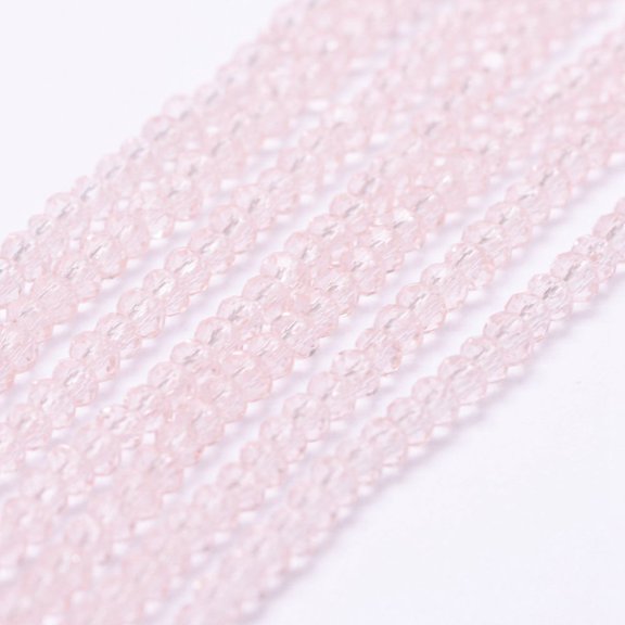 1 Strand Transparent Glass Beads Strands Faceted Rondelle Lavender Blush 2.5x1.5~2mm Hole: 0.5mm 185~190pcs/strand 13.7 inch~14.1 inch