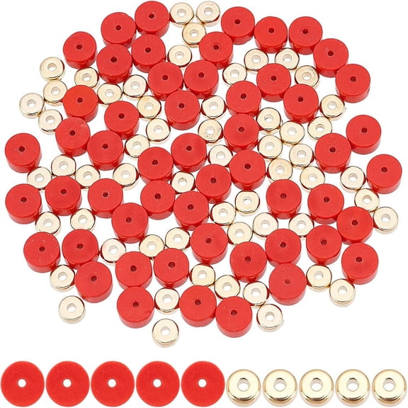 1 Strand Turquoise Bead Strands Heishi Beads Imitation Red Coral Flat Round/Disc Dyed 100Pcs CCB Plastic Spacer Beads Flat Round