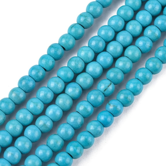 1 Strand Turquoise Beads Strands Dyed Round Deep Sky Blue 4mm Hole: 1mm about 110pcs/strand 15.6 inch