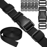 1" Straps and Buckles Set 6 Yard Nylon Webbing 1 inch 25 mm Wide, 6 Pack Side Release Buckle, 12 pcs Tri-Glide Sliders, Plastic Clip Quick Fastener Replacement Heavy Duty Dual Adjustable No Sew