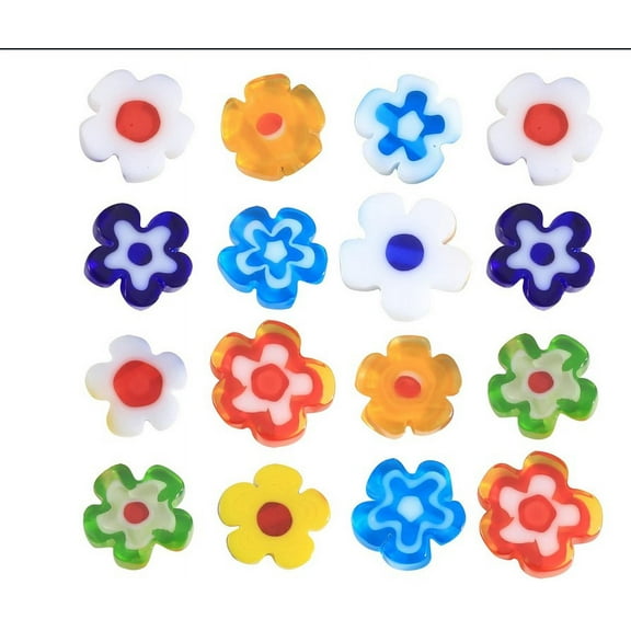 HOMEMAXS Flower Shaped Plastic Beads for DIY Jewelry Crafts Multi Color 1 Strip