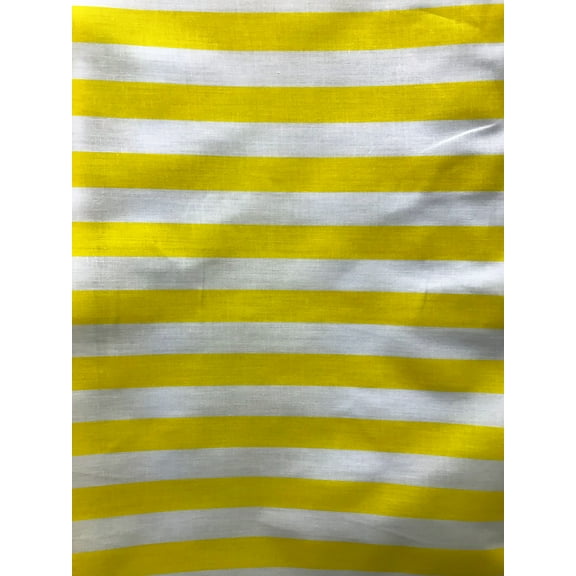 1" Stripes Broadcloth Print, 60" Wide, Sells by the Yard from Sal Tex Fabrics, Yellow/White