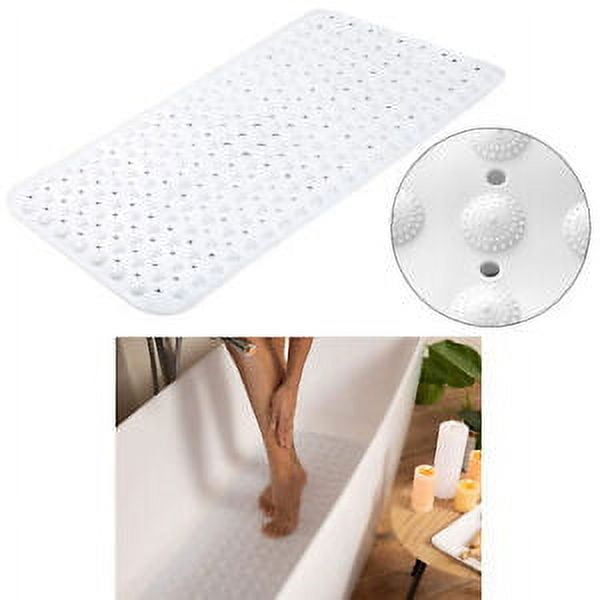 AllTopBargains 1 Shower Rug Non Slip Fast Drying Woven Bath Tub Mat 29 x 17 Adhesive Suction