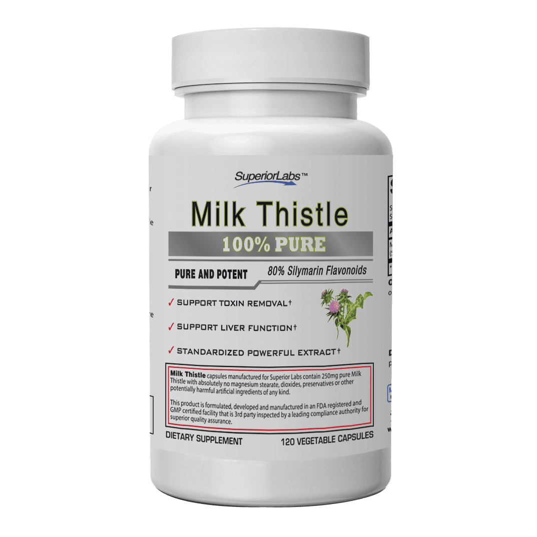 #1 Superior Labs Milk Thistle Extract - 80% Silymarin Flavonoids! 4:1 250mg, 120 Vegetable Caps-Made in USA, 100% Money Back Guarantee