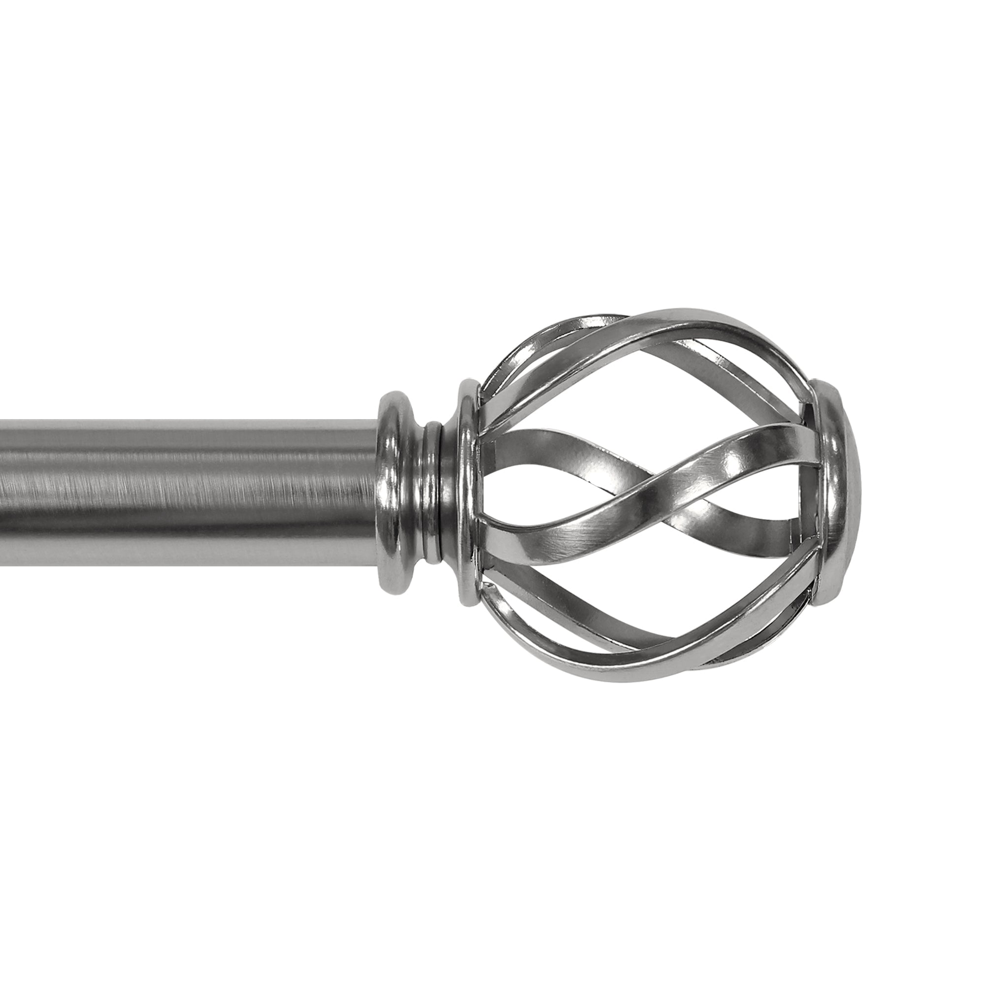 1" Swirl Cage Finial Set Brushed Nickel 50"-144"