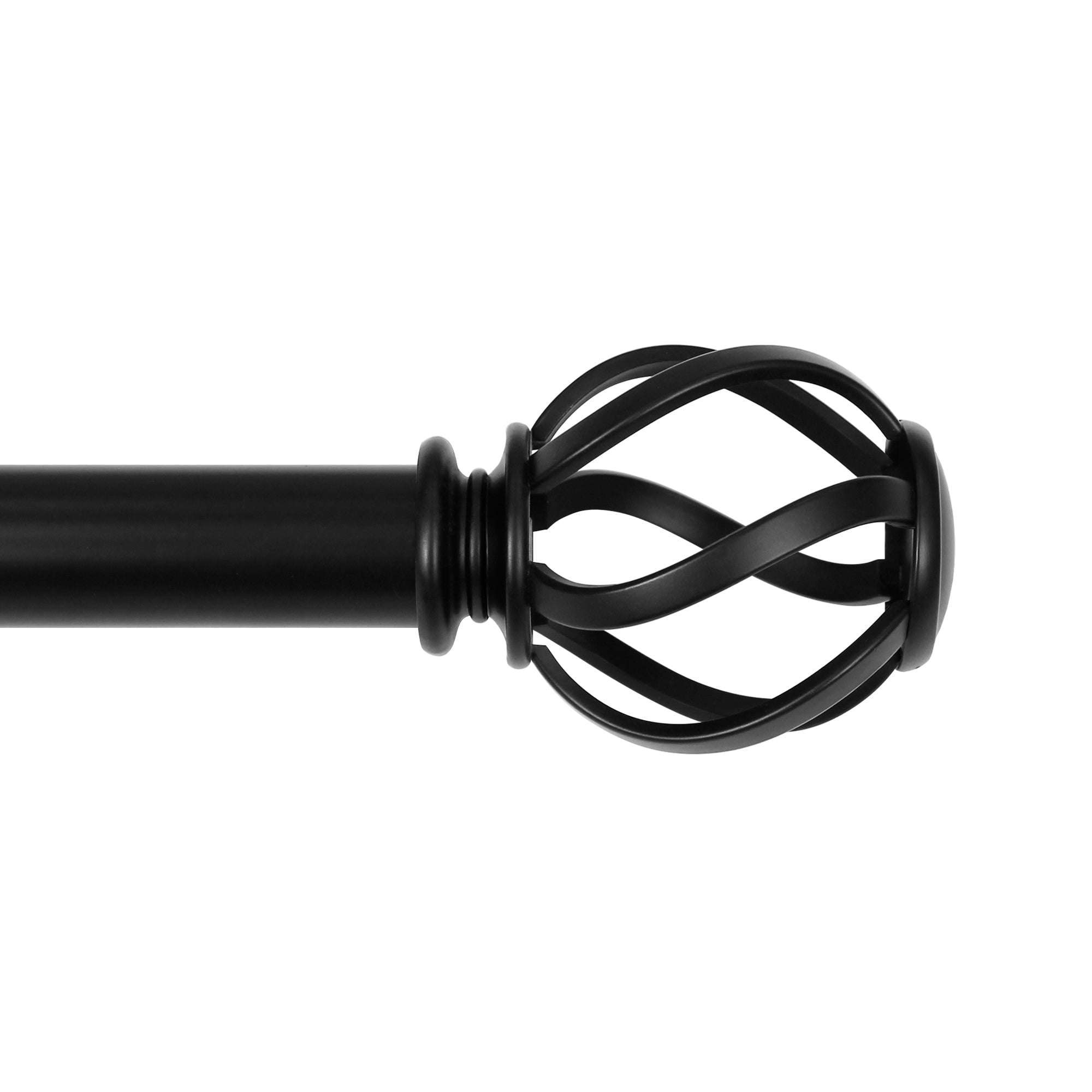 1" Swirl Cage Finial Set Matte Black 50"-144"