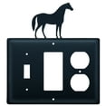 thumbnail image 1 of 1 Switch and 1 GFI Duplex Outlet Cover with Metal Horse Accent, Black, 1 of 2
