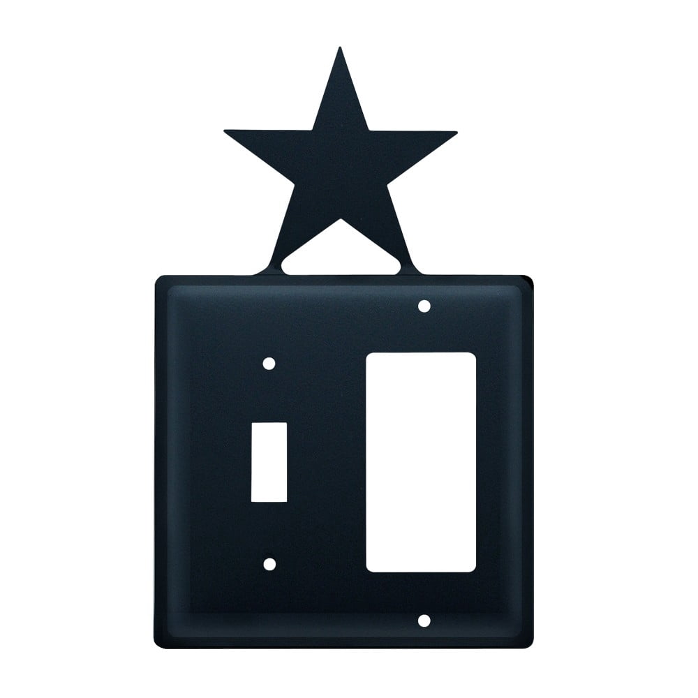 1 Switch and 1 GFI Outlet Cover with Metal Star Accent, Black