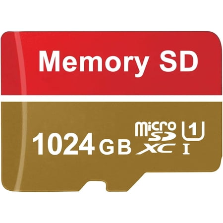 1 T Micro SD Card with Adapter, TF Card Full HD, Fast Speed TF 1024 Memory Card for Security System, Camera, Smartphone, Dash Cam, Drone, Data Storage sd Card ,Car Navigation 1-pack
