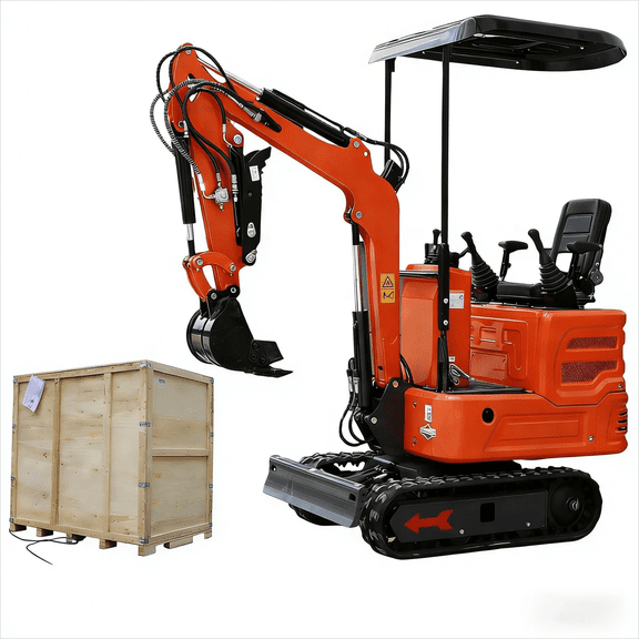 1 T Mini Excavator Hydraulic Thumb B&S Gas Tracked Digger Unassembled, Mini Excavator Gas Power 1 Ton, US In Stock