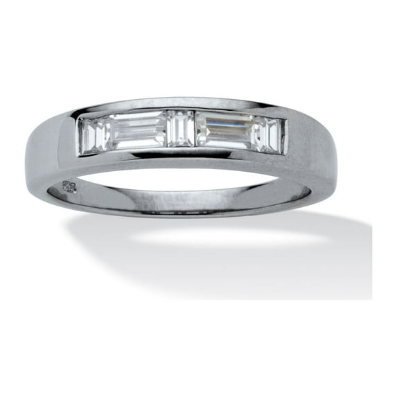 1 TCW Baguette-Cut Cubic Zirconia Wedding Ring in Platinum over Sterling Silver Sizes 8-16