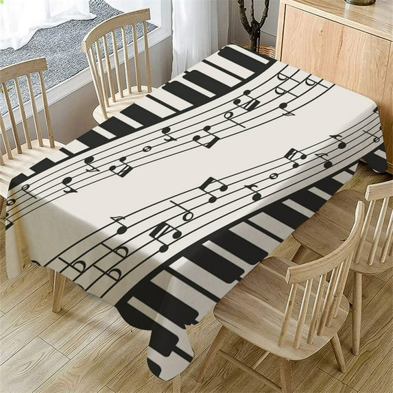 1 Tablecloth Piano Music Pattern Table Cloth Rectangular Tea Table Cover Dining Home Decor