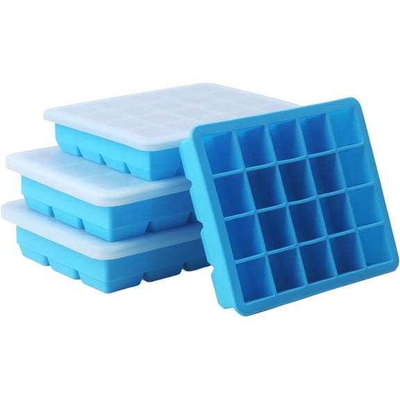 1 Tbsp & 2 Tbsp Silicone Freezer Molds - Perfect for Storing Garlic, Ginger, Pesto, Herbs,Tomato Paste, Lemon Juice,Vegetable Purees,Purees and More - Silicone Food Freezer Tray (4 Pack Blue)