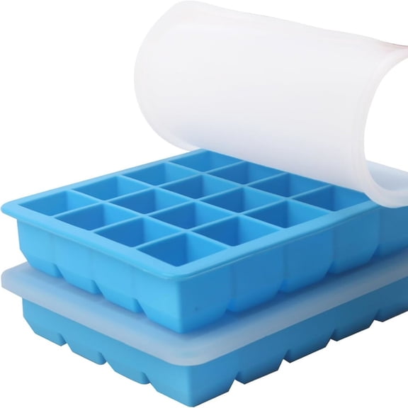 1 Tbsp Silicone Freezer Molds - Perfect for Storing Garlic, Ginger, Pesto, Tomato Paste, Lemon Juice,Vegetable Purees,Purees and More - Silicone Food Freezer Tray (Blue 2 Pack)