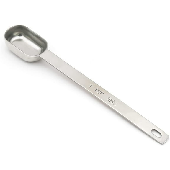 1 Teaspoon(1Tsp | 5 mL | 5 cc | 1/3 Tablespoon) Single Measuring Spoon, Stainless Steel Individual Spoons, Long Handle Spoons Only