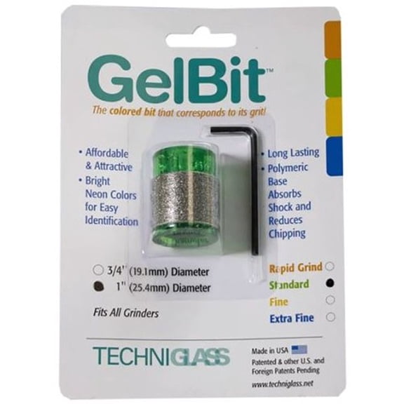 1" Techniglass Diamond GelBit Grinder Bit Standard 100/120 Grit