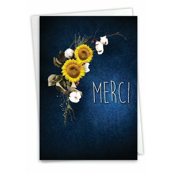 The Best Card Company Thank You Greeting Card w/ 5x7 Envelope (1 Card), for Men, Women, Many Thanks Blue C6842ATYG