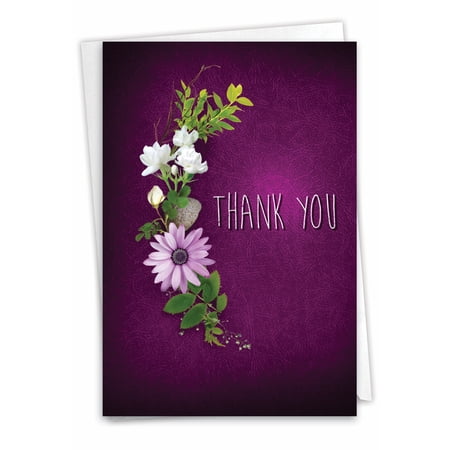 The Best Card Company Thank You Greeting Card w/ 5x7 Envelope (1 Card), for Men, Women, Many Thanks Purple C6842GTYG