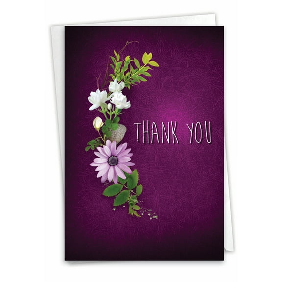 The Best Card Company Thank You Greeting Card w/ 5x7 Envelope (1 Card), for Men, Women, Many Thanks Purple C6842GTYG