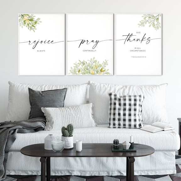 1 Thessalonians 51618 Bible Verse Wall Art Prints Scripture Quote Wall Art Living Room Christian Art Decor Rejoice, Poster Only