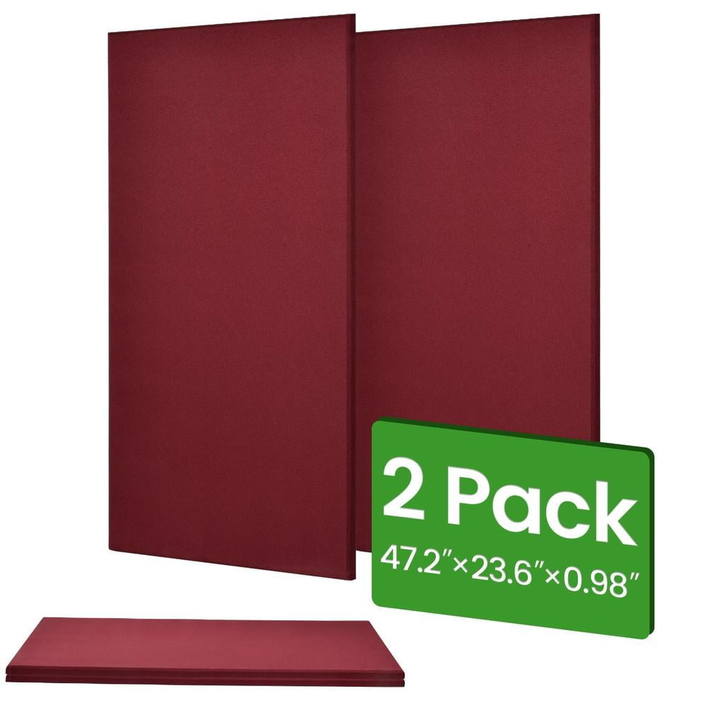 1” Thick Acoustic Panels, 2 Pack 47.2” x 23.6” Fiberglass Sound Absorbing Panels for Home Theater Office Wall, Gray