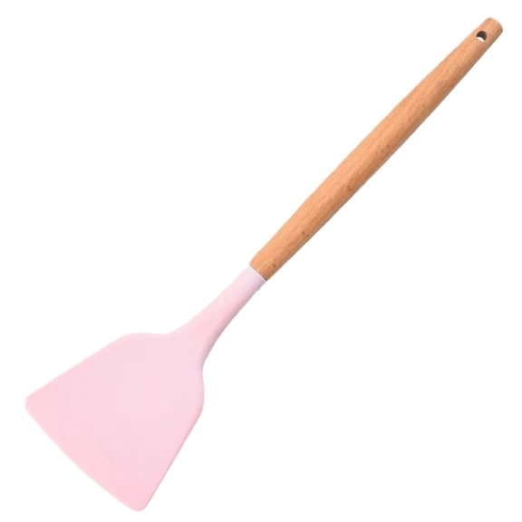 1 Thick Beech Wood Handle Heat Resistant Silicone Shovel Clearance! Silicone Kitchen Utensil Cooking Tools Wooden Handle ，High Temperature Silicone Shovel