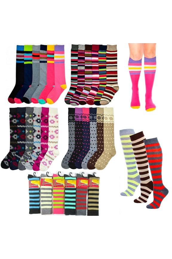 1 Thick Knee High Womens Socks Uniform Ladies Stripes Dance Girls Soccer 9-11