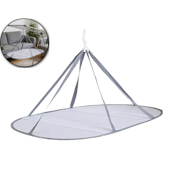 1-Tier Folding Mesh Clothes Drying Rack, Hanging Sweater Dryer for Laundry, Large Foldable Flat Dry Hanger, Portable Mesh Clothes Drying Net for Delicate Garments