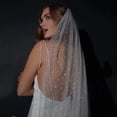 thumbnail image 1 of 1 Tier Glitter Bride Wedding Veil Fingertip Bachelorette Party Veil Sparking Bridal Veil for Women and Girls (Champagne), 1 of 10