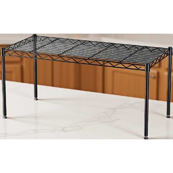 1-Tier Metal Wire Shelving Unit, Height Adjustable, 30"W x 14"D x 17"H, Freestanding Storage Rack for Kitchen, Pantry, Closet