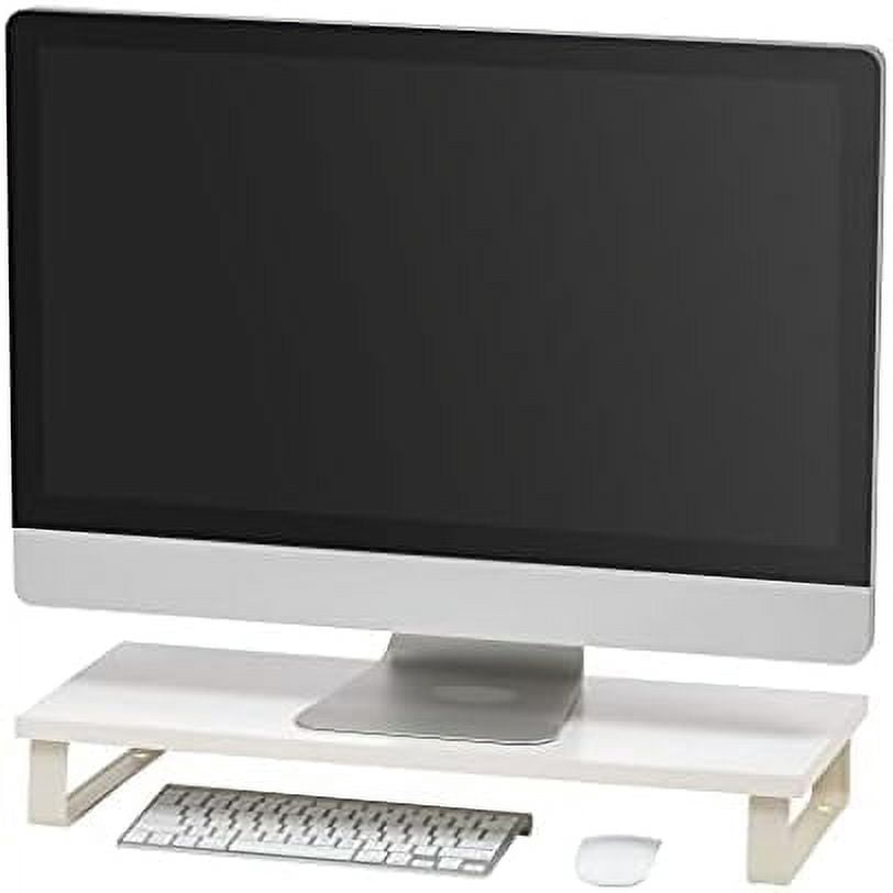 1-Tier Multi-Purpose Modern PC Monitor Organizer Stand with Metal Legs ...