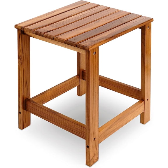 1-Tier Outdoor Side Table, Solid Teak Patio End Table, Weather-Resistant Wood Coffee Accent Table for Garden, Backyard, Poolside, Living Room & Couch Side Use