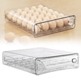 thumbnail image 1 of 1 Tier Pull-Out Clear Egg Holder for Fridge, Large Egg Storage Container Organizer Bin for Refrigerator Holds 30 Eggs, Stackable Fridge Draw Organizer for Fridge Shelf, Kitchen Countertop, Pantry, 1 of 9