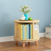 1 Tier Rotating Bookshelf 360° Spinning Bookshelf, Solid Wood Revolving Bookcase With Detachable Feet, 18'' x 12'' Swivel Bookcase For Kids Adults, Spinning Bookshelf Tower Corner Bookshelf